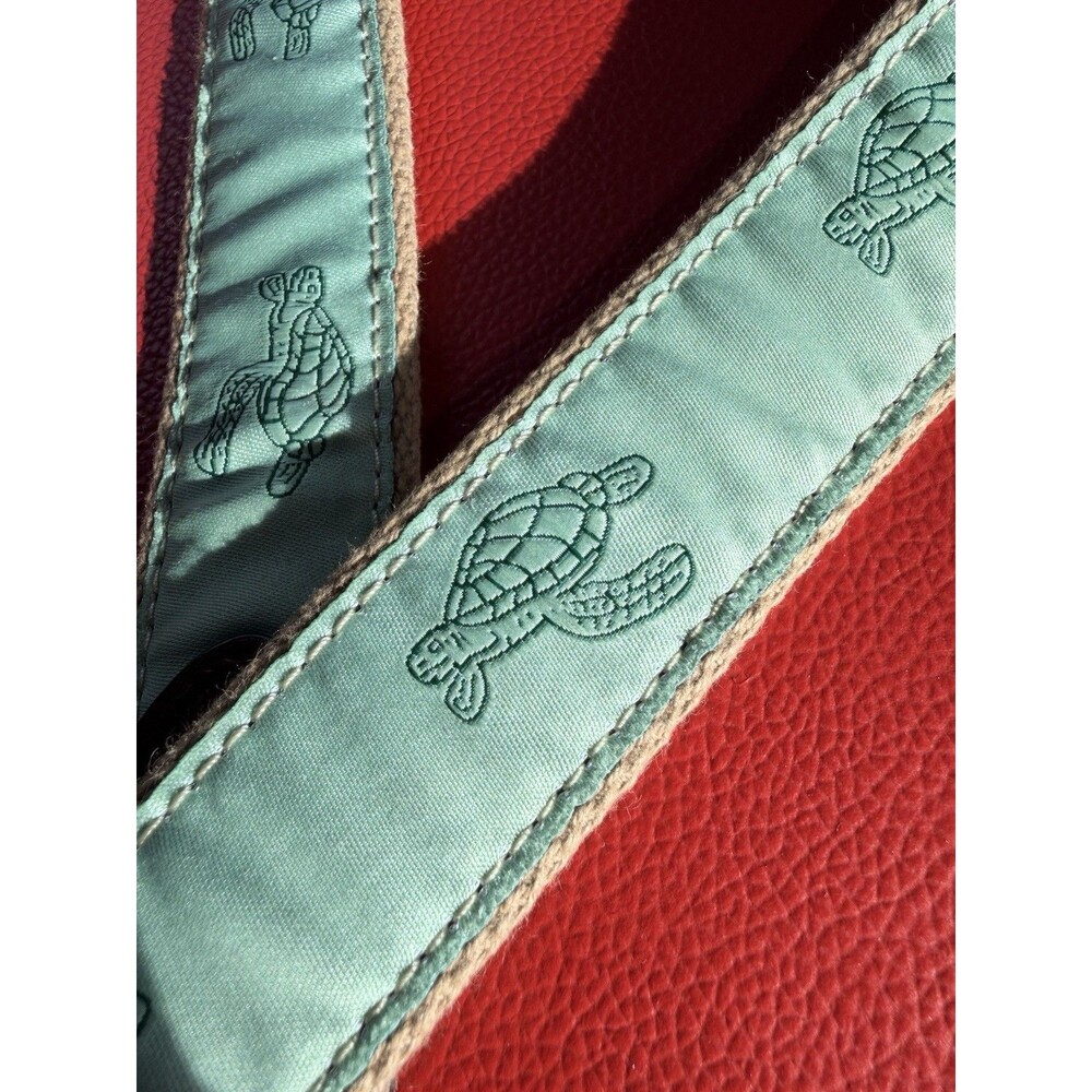 Leather Man Ltd Sea Turtle Belt Mens 44 Leather Brass Buckle Preppy Coastal USA